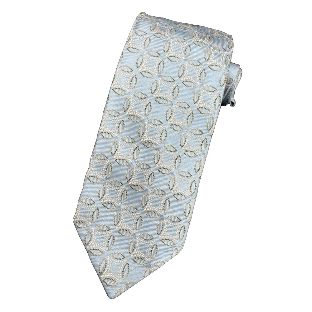 ERMENEGILDO ZEGNA Men's Tie 100% Silk Blue Silver Gold ITALY Luxury Designer